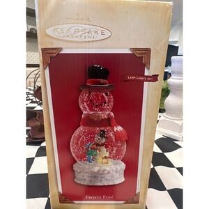 Hallmark Keepsake Ornament Frosty Fun Snowman Snow Globe Lights Up 2004